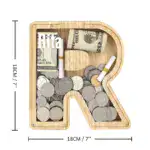👪 Personalized Wooden Piggy Bank LETTER for Boys Girls Adults - Image 5